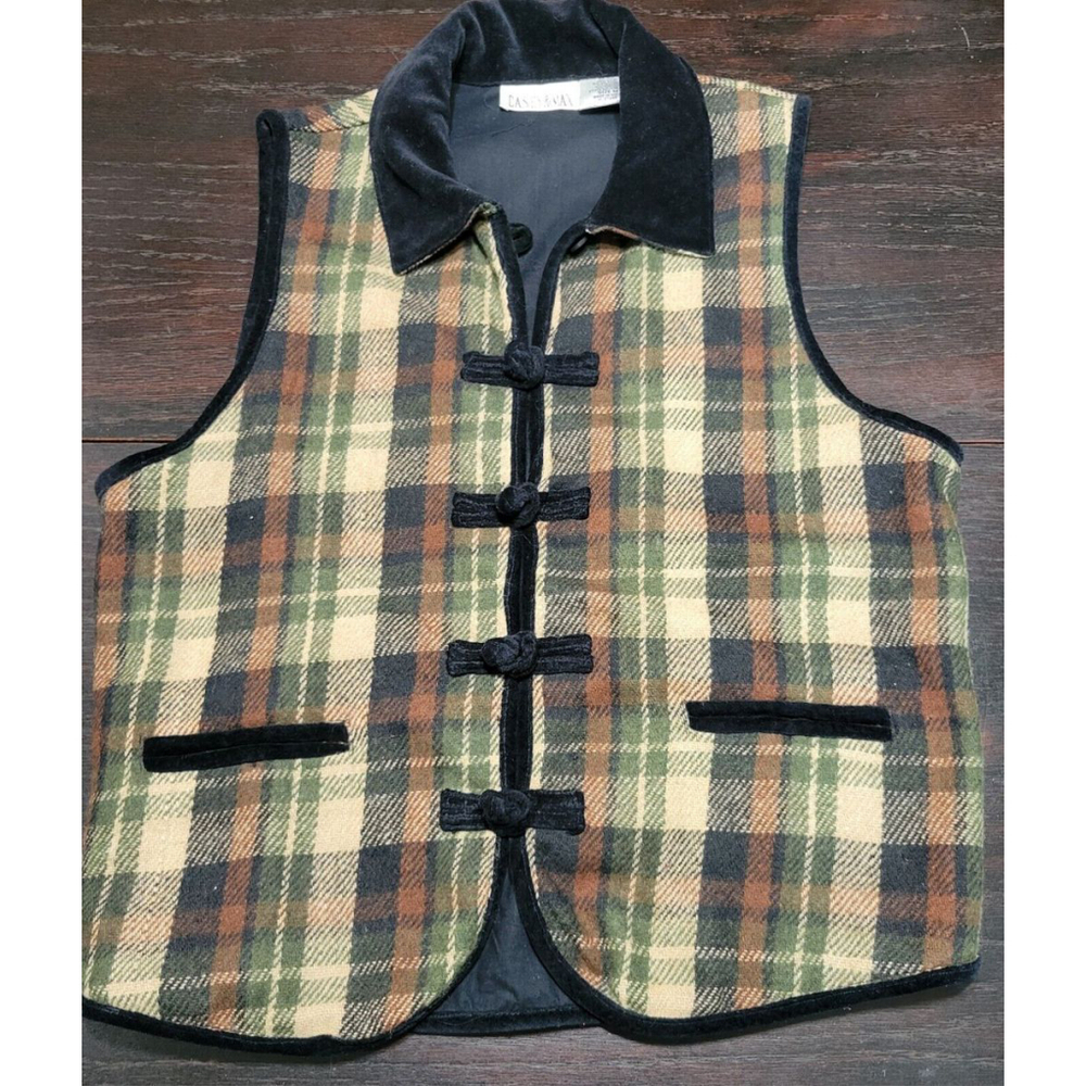 Casey & Max Womans Plaid Wool Blend Velvet Feel Accents And Closures Size M